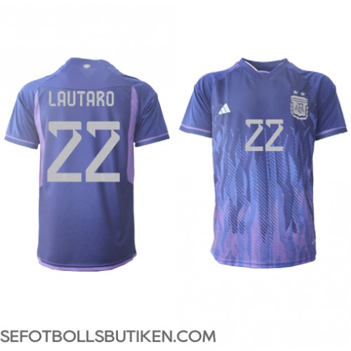 Argentina Lautaro Martinez #22 Replika Borta matchkläder VM 2022 Korta ärmar